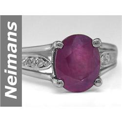 Dainty 3.23 ct Ruby & Diamond Ring 14kt Gold Certified