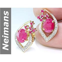 3.55 ct Ruby & Diamond Earrings 14kt Gold