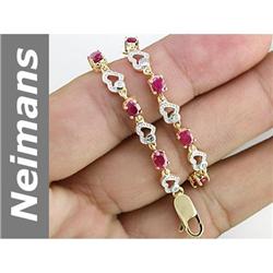 3.12 ct Ruby & Diamond Bracelet 14kt Gold