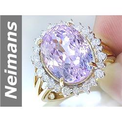 12.53 ct Pink Kunzite & Diamond Ring 14kt Gold
