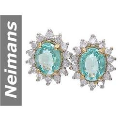 4.54 ct Apatite & Diamond Earrings 14kt Gold