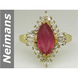 Stylish 2.7 ct Ruby & Diamond Ring 14kt Gold $1 NR