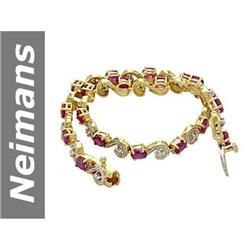 4.66 ct Ruby & Diamond Bracelet 14kt Gold