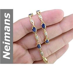 5.67 ct Sapphire & Diamond Bracelet 14kt Gold