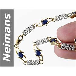 4.5 ct Sapphire & Diamond Bracelet 14kt Gold