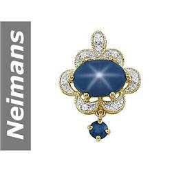 6.01 ct Sapphire & Star Sapphire & Diamond Pendant 14kt Gold