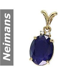 10.03 ct Sapphire & Diamond Pendant 14kt Gold