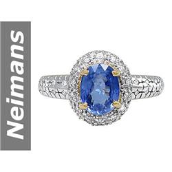 1.7 ct Ceylon Sapphire & Diamond Ring 14kt Gold