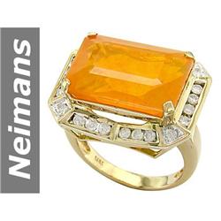 10.73 ct Fire Opal & Diamond Ring 14kt Gold