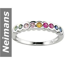 0.69 ct Blue, Green, Pink, Yellow Sapphire & Ruby Ring 14kt Gold