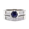 Image 2 : 2.49 ctw Sapphire And Diamond Ring And Attached Band - 18KT White Gold