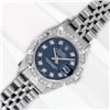 Image 2 : Rolex Ladies Stainless Blue Diamond Pyramid Diamond Datejust Wristwatch With Rol