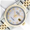 Image 1 : Rolex Mens 2T Mother Of Pearl Roman Datejust Oyster Perpetual Wristwatch 36MM Wi