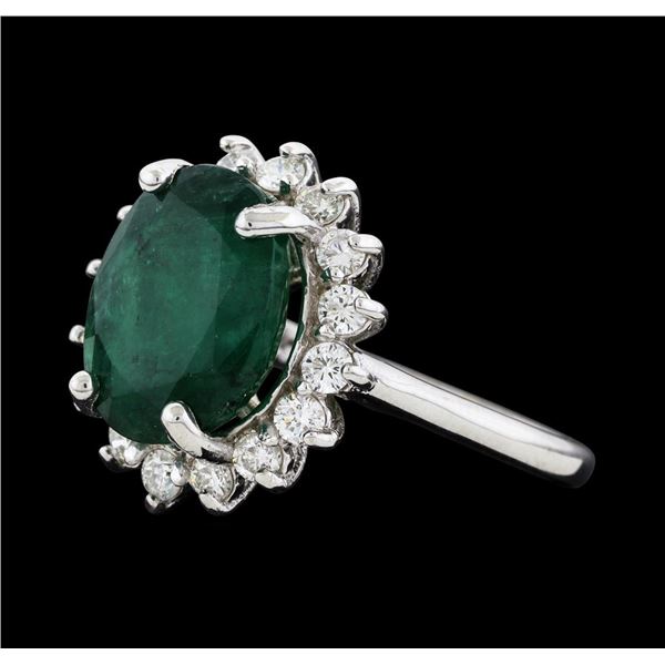 6.51 ctw Emerald and Diamond Ring - 14KT White Gold