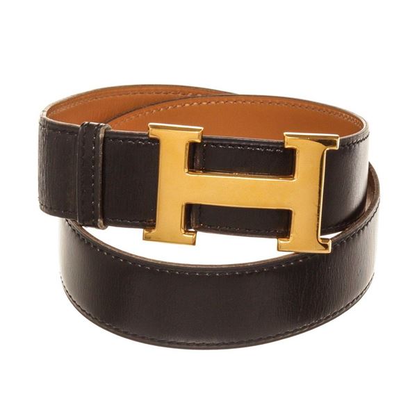Hermes Black Leather Constance Belt