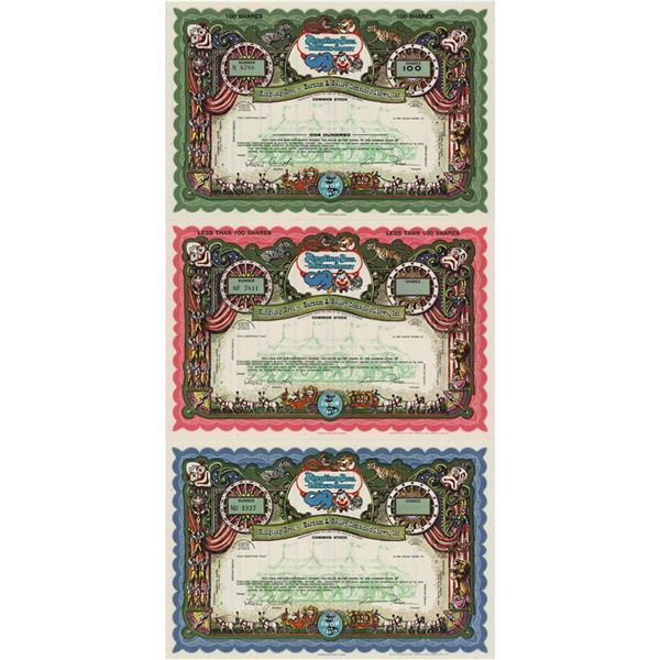 Ringling Bros. and Barnum & Bailey (3) Stock Certificates
