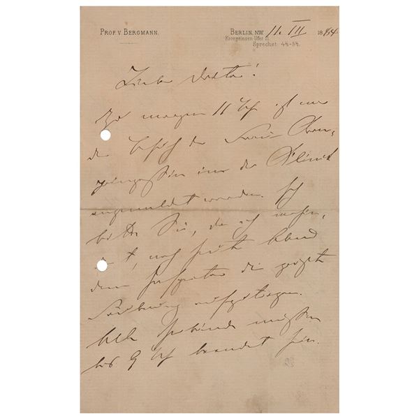 Ernst von Bergmann Autograph Letter Signed