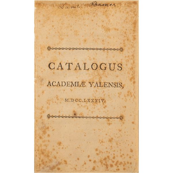 Yale College 1784 Catalogue