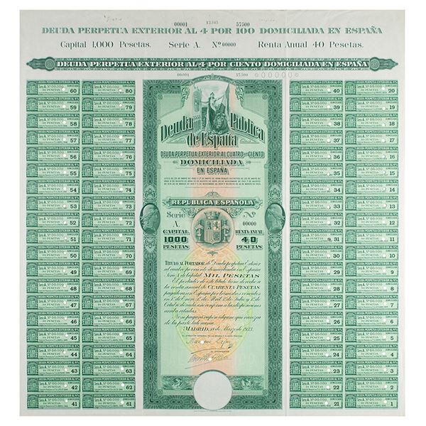 Spain Public Debt 1933 Bond