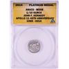 Image 1 : 2014 Proof 1/10 oz Platinum JFK Apollo 11 Anniversary Medal ANACS MS68