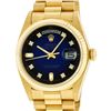 Rolex Men's 18KT Yellow Gold Blue Vignette Diamond Quickset President Wristwatch