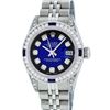 Image 1 : Rolex Ladies Stainless Steel Blue Vignette Diamond & Sapphire Datejust Wristwatch