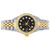 Image 9 : Rolex Ladies Two Tone Black Diamond Oyster Perpetual Datejust Wristwatch