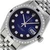 Image 3 : Rolex Men's Stainless Steel Blue Vignette Diamond & Sapphire Datejust Wristwatch