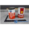 Image 1 : Chevron Quart Transmission Fluid Tin & Shell Rotella Cardboard Quart w/Contents