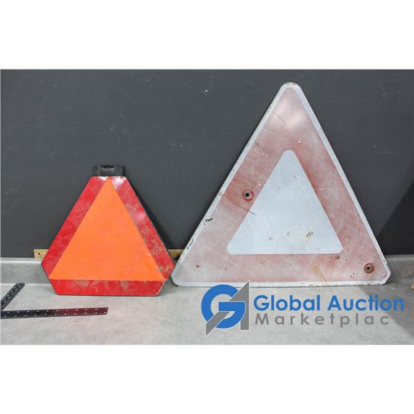 Yield Road Sign & Slow Moving Vehicle Triangle