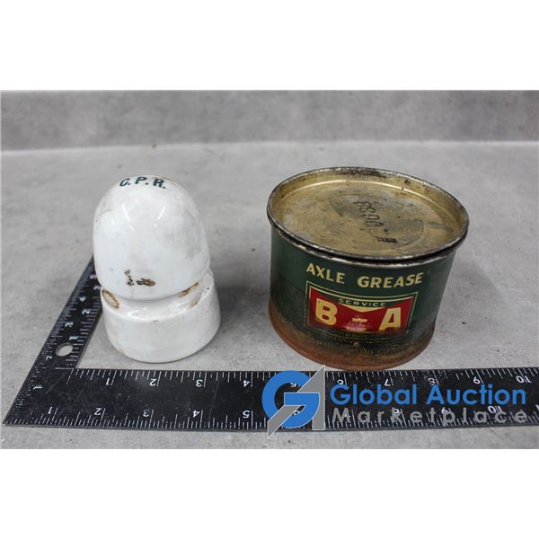 B-A Axle Grease Tin w/CPR Porcelain Insulator