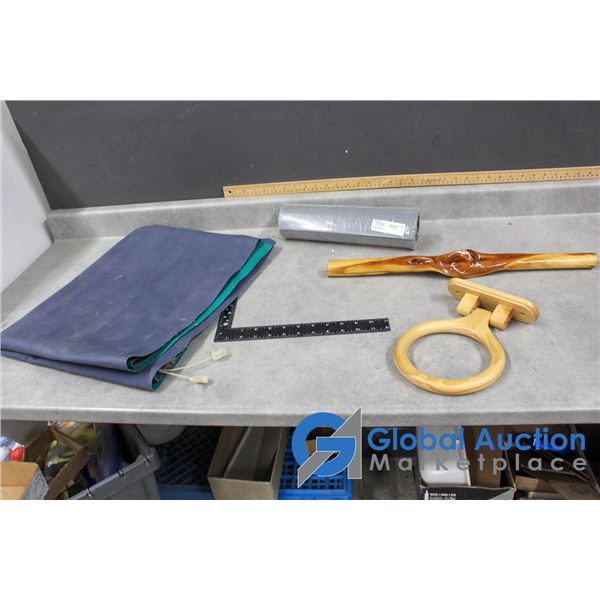 Vintage Twin Air Bed, Wood Decor & Towel Ring