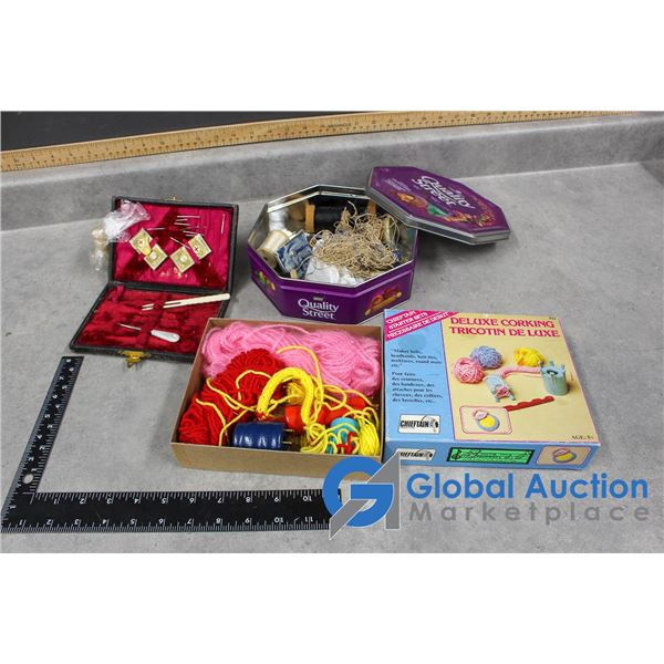 Vintage Sewing Items - Spools, Chieftain Starter Set, & More