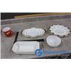 Image 1 : Fire King Segmented Plate, Deviled Egg Milk Glass Plate, Corningware Mug