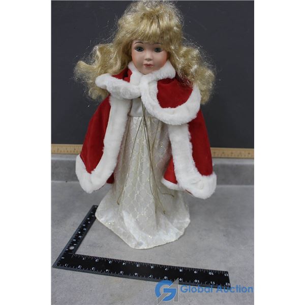 Porcelain Doll w/Stand & Red Travellers Cloak