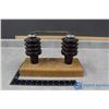 Image 1 : (2) Ceramic Insulators Mounted on Wooden Base