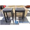 Image 1 : **(2) Faux Leather Studded Padded Bar Stools - BID PRICE x2
