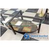 Image 5 : **Brown Metal Faux Stone Glass Top Coffee Table