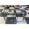 Image 1 : **(2) Black Metal Glass Top End Table - BID PRICE x2