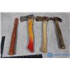 Image 1 : (2) Wood Handled Hatchets, Hammer, & Unused Handle
