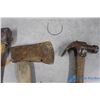 Image 5 : (2) Wood Handled Hatchets, Hammer, & Unused Handle