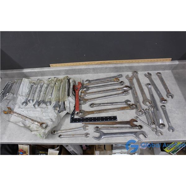 Large Assortment Various Sized Wrenches