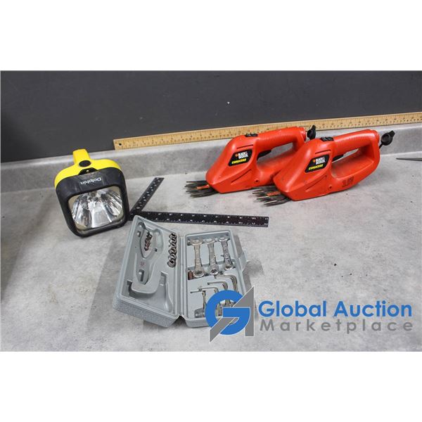 Black & Decker Cordless Trimmers, 1/4" drive sockets, Flashlight