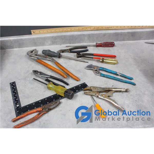 Slip Joint Pliers, Screwdrivers, Sledge, Pry Bar