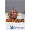 Image 8 : Carved Wooden Tea Pot With 6 Cups