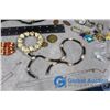 Image 2 : Wooden Jewelery Box with Assorted Contents