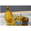 Image 8 : Assorted Amber Glass Mugs, Vases, etc