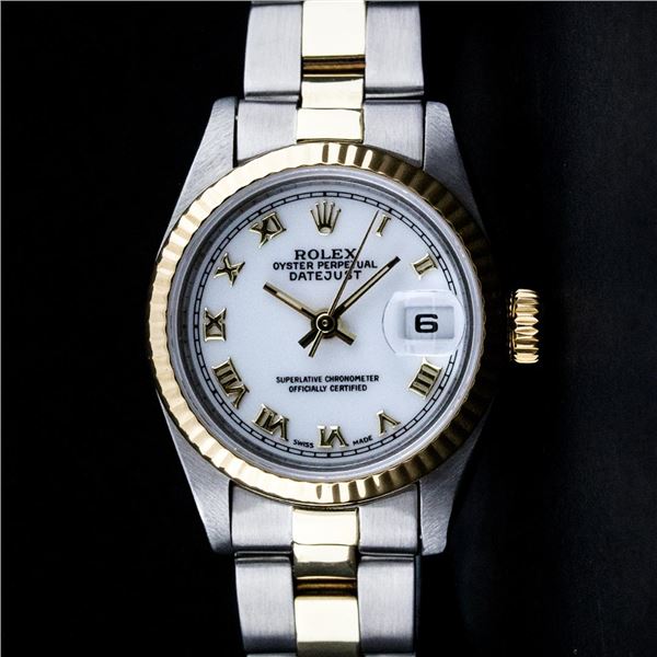 Rolex Ladies 2T Yellow Gold & Stainless Steel White Roman 26MM Datejust