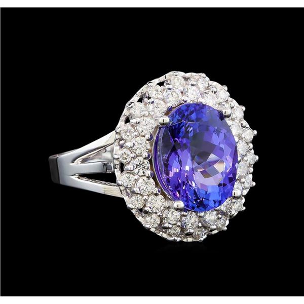 14KT White Gold 6.40 ctw Tanzanite and Diamond Ring