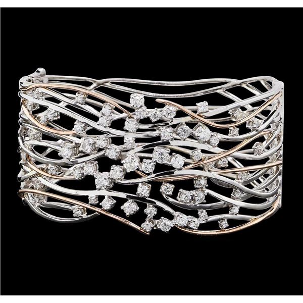 1.45 ctw Diamond Bangle Bracelet - 14KT Rose and White Gold